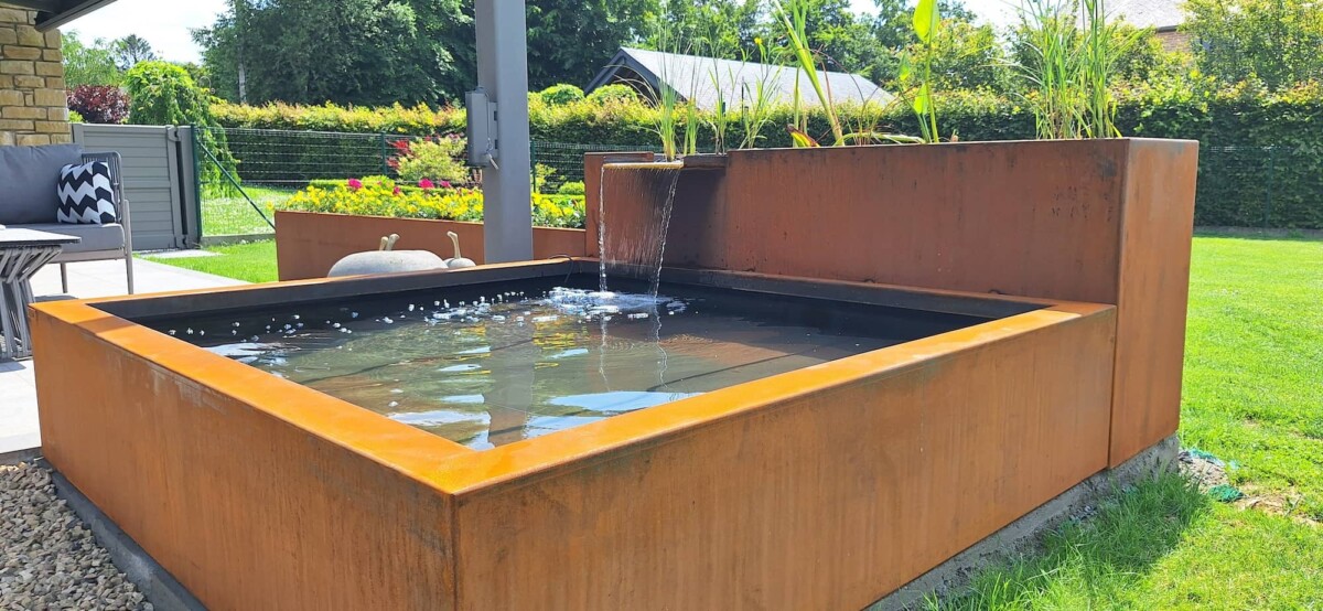 Placement d'une Lagune et miroir d'eau en corten